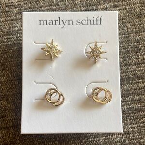 Marlyn Schiff Gold Star and Circle Earrings Set